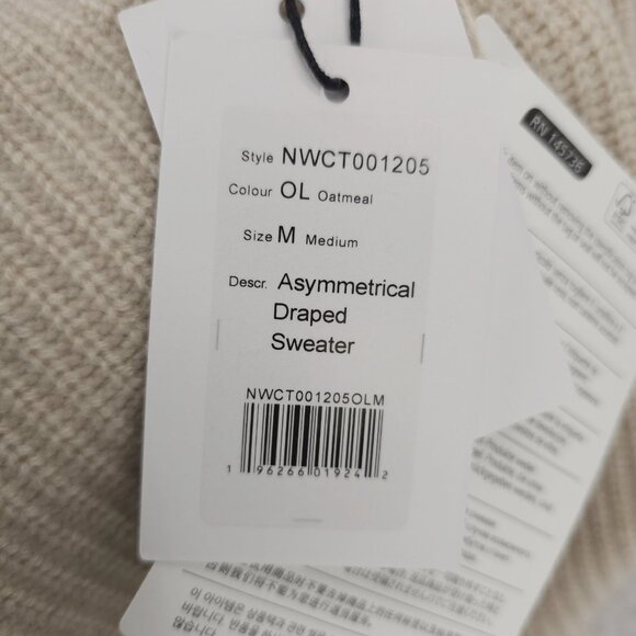 NWT NAADAM Asymmetrical Draped Sweater Wool Cashmere Oatmeal MEDIUM - Picture 6 of 9